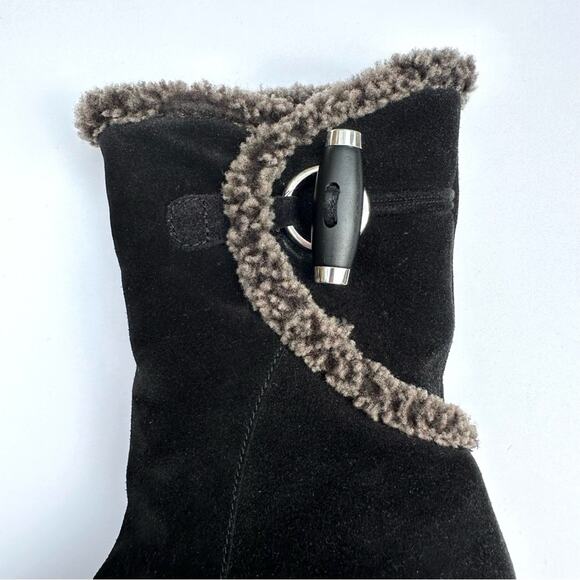 Stuart Weitzman Women's Winter Boots Black suede Faux Fur with Toggle - Picture 4 of 7